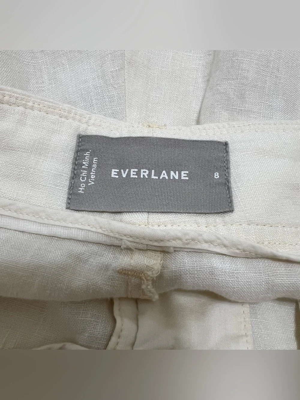 Everlane The Linen Way-High Drape Pant Wide-Leg Bone Cream Size 8